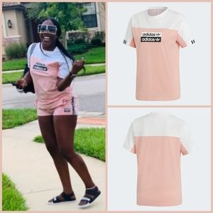 Adidas pink and white tee